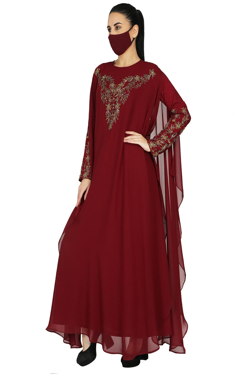 Occasion Wear Modest Garment With Handwork Embellishments.