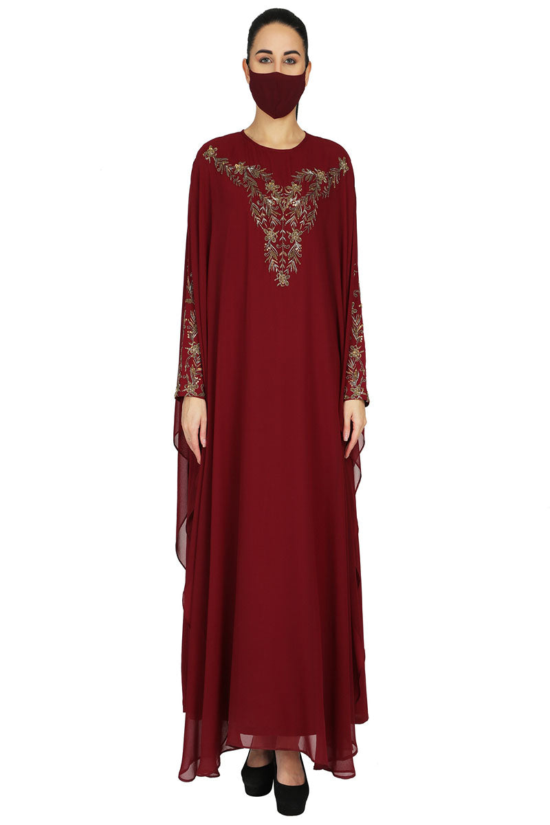 Occasion Wear Modest Garment With Handwork Embellishments.
