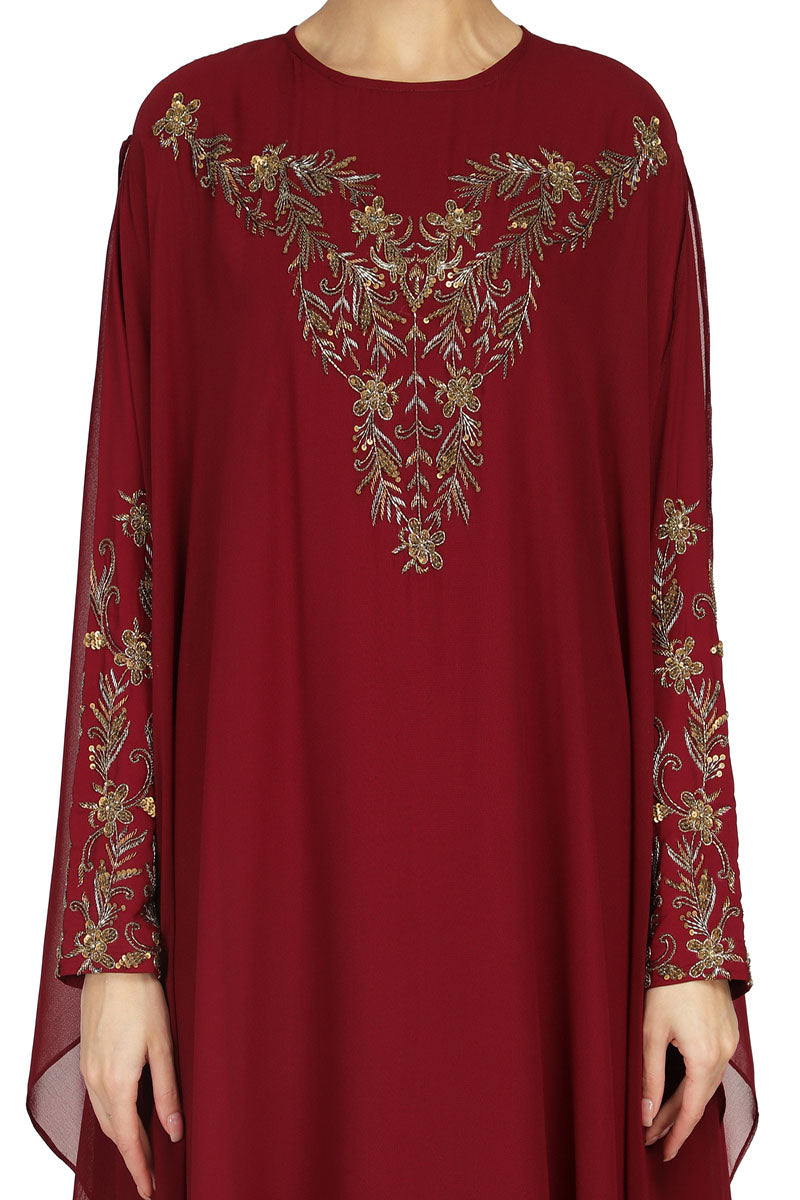 Occasion Wear Modest Garment With Handwork Embellishments.