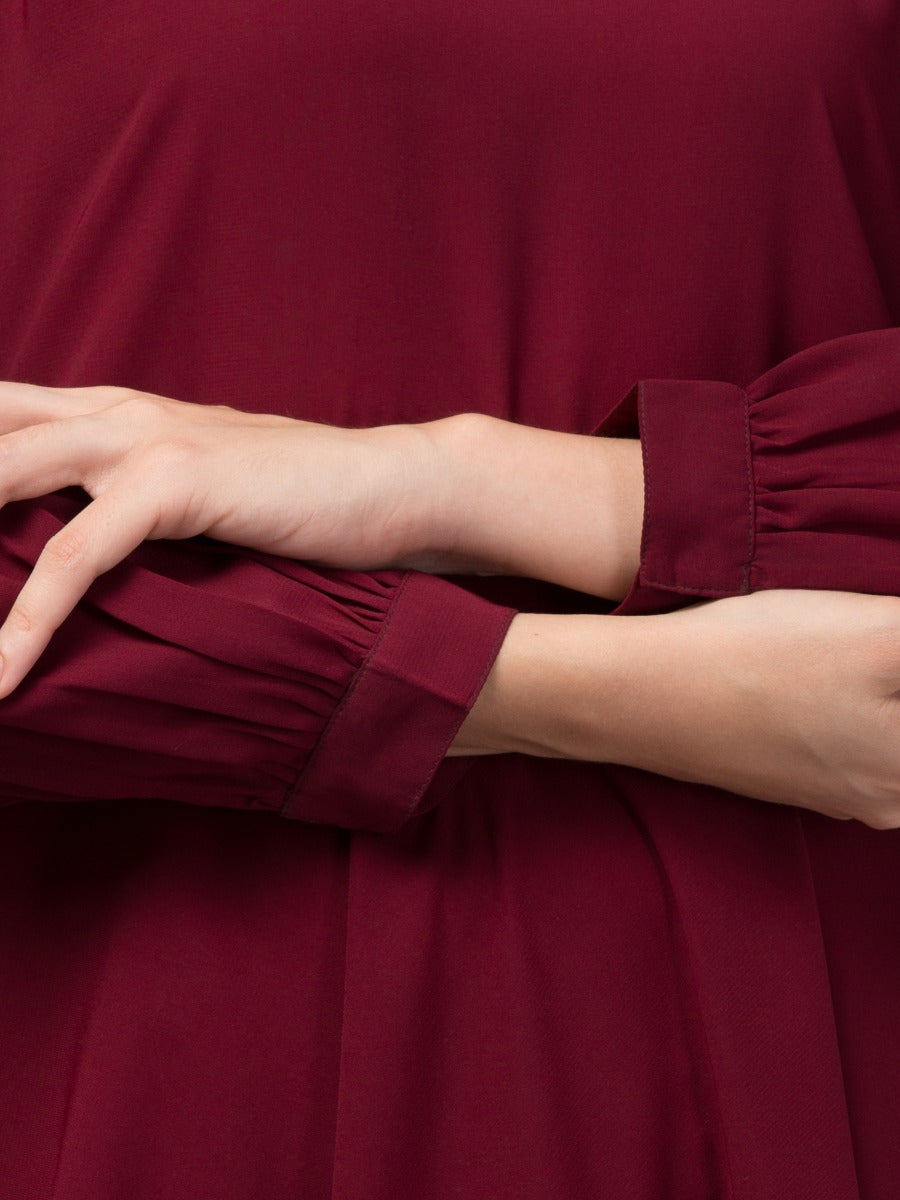 Modest Co-ord Set: Loose-Fit Long Top with Elasticated Sleeves and Flared Skirt, Ideal for Students and Working Women