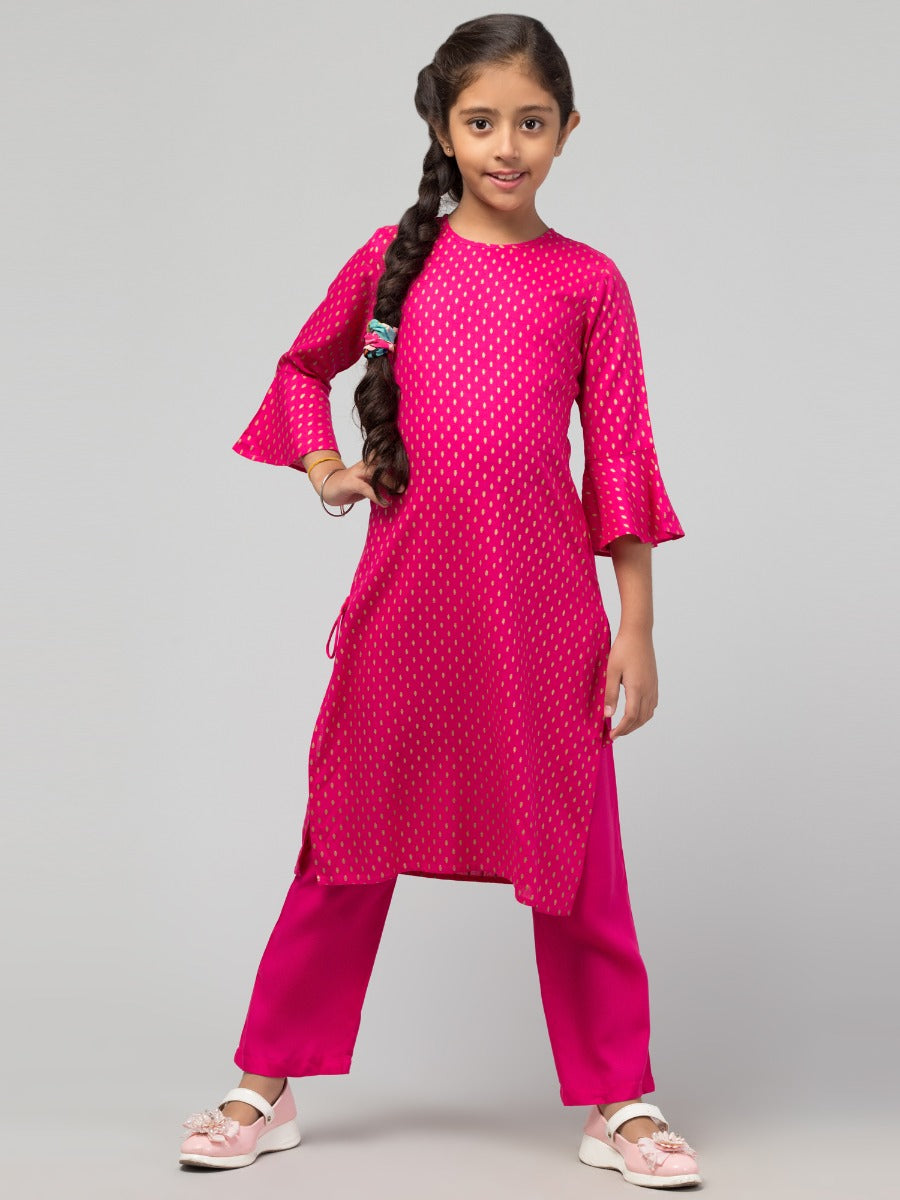 Two Pieces Printed Kurti With Matching Pant