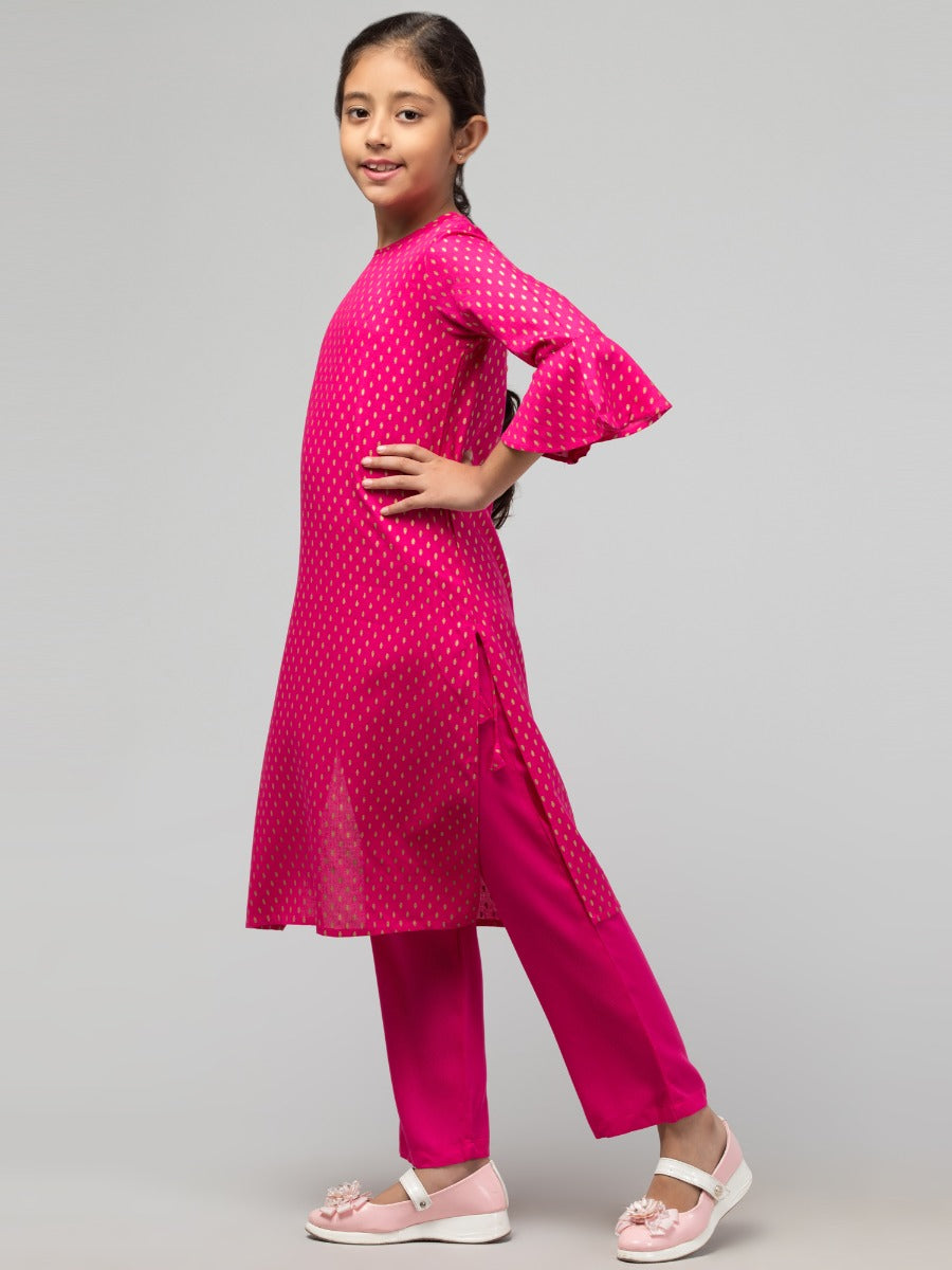 Two Pieces Printed Kurti With Matching Pant