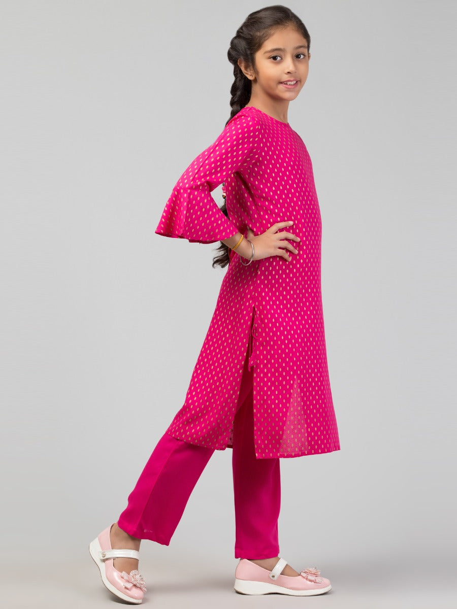 Two Pieces Printed Kurti With Matching Pant