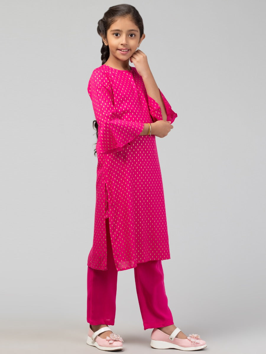 Two Pieces Printed Kurti With Matching Pant