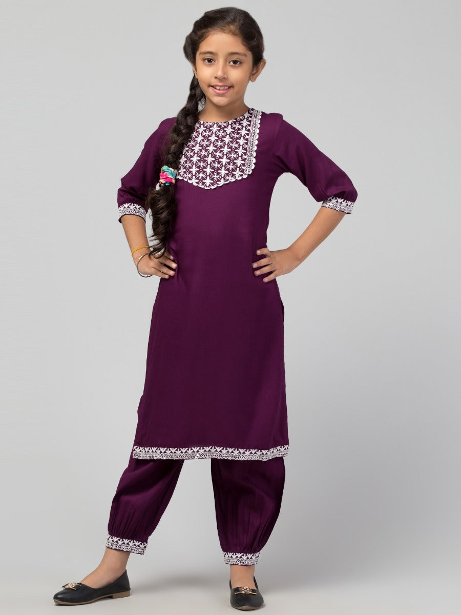 Two Pieces Set- Chikan Embroidered