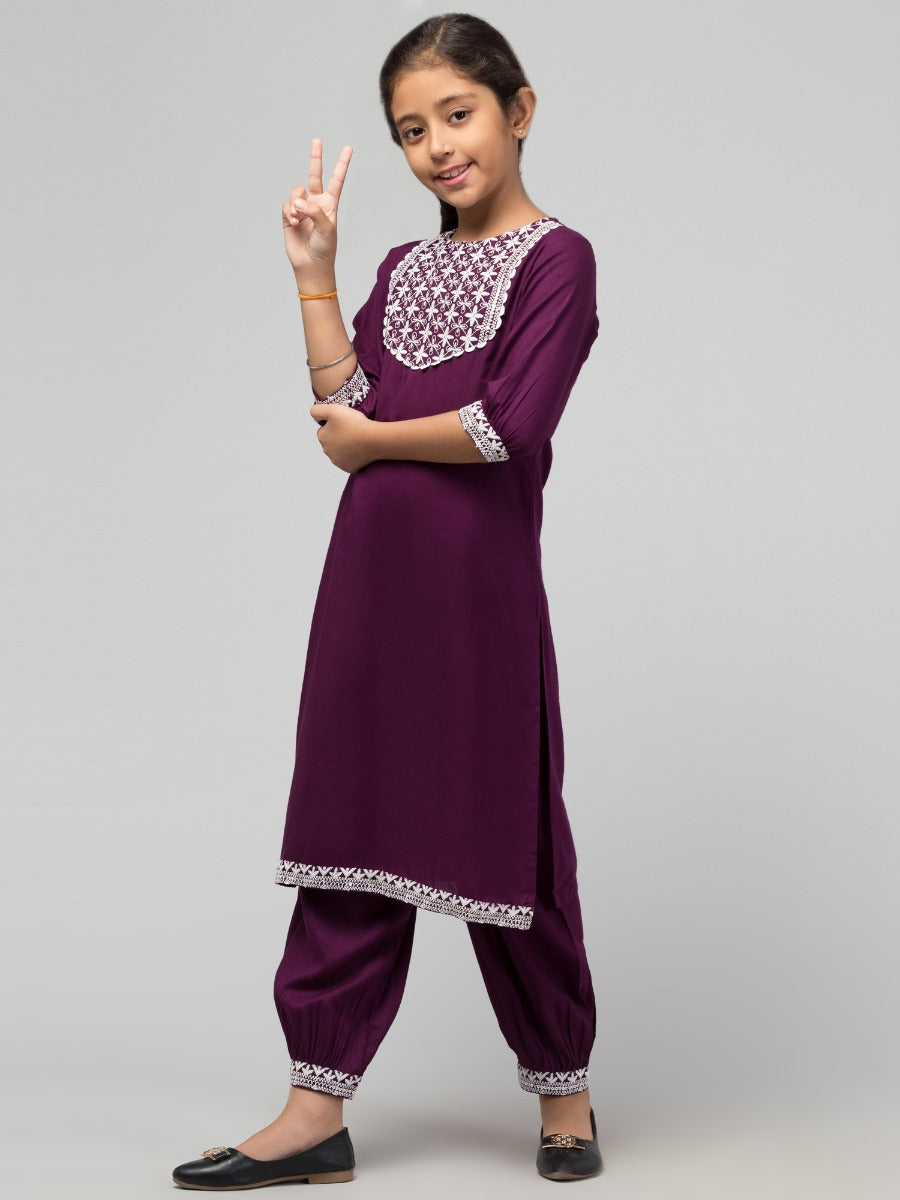 Two Pieces Set- Chikan Embroidered