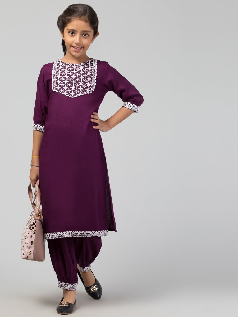 Two Pieces Set- Chikan Embroidered