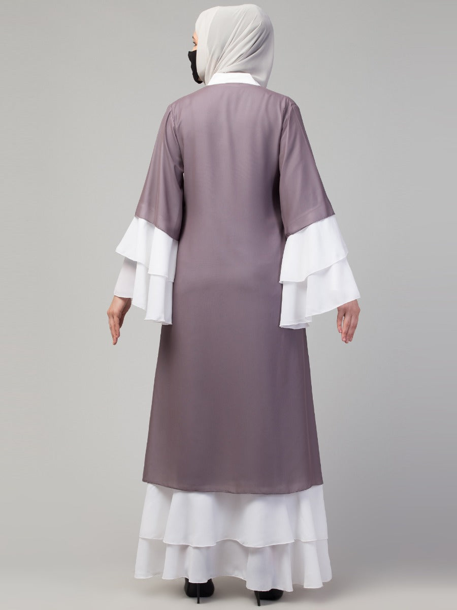 Multi layered- Front Open Modest Dress