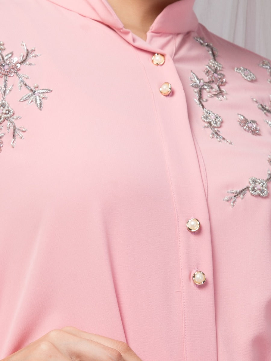 Occasion Wear Front Open Abaya: Handwork Embellishments with Matching Stole, Premium StretchableFabric