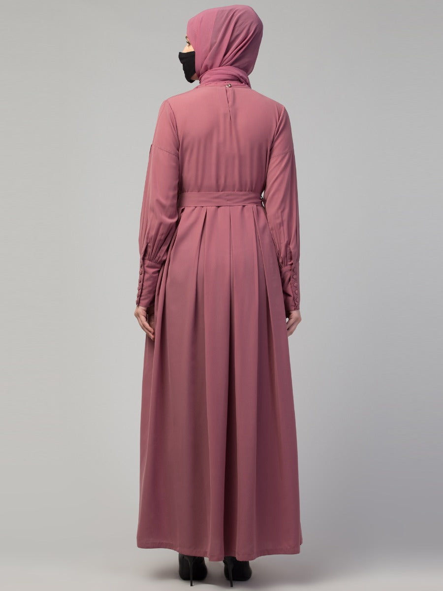 Modest Dress With Long Cuffs & Belt