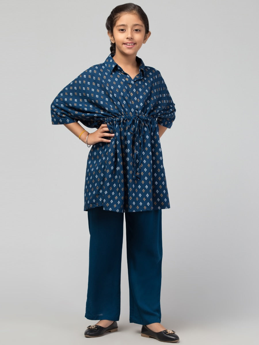Co-Ord Set- Printed Kaftan Top With Pant