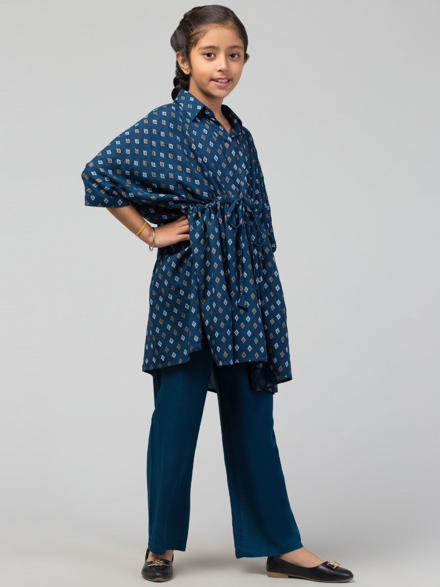 Co-Ord Set- Printed Kaftan Top With Pant