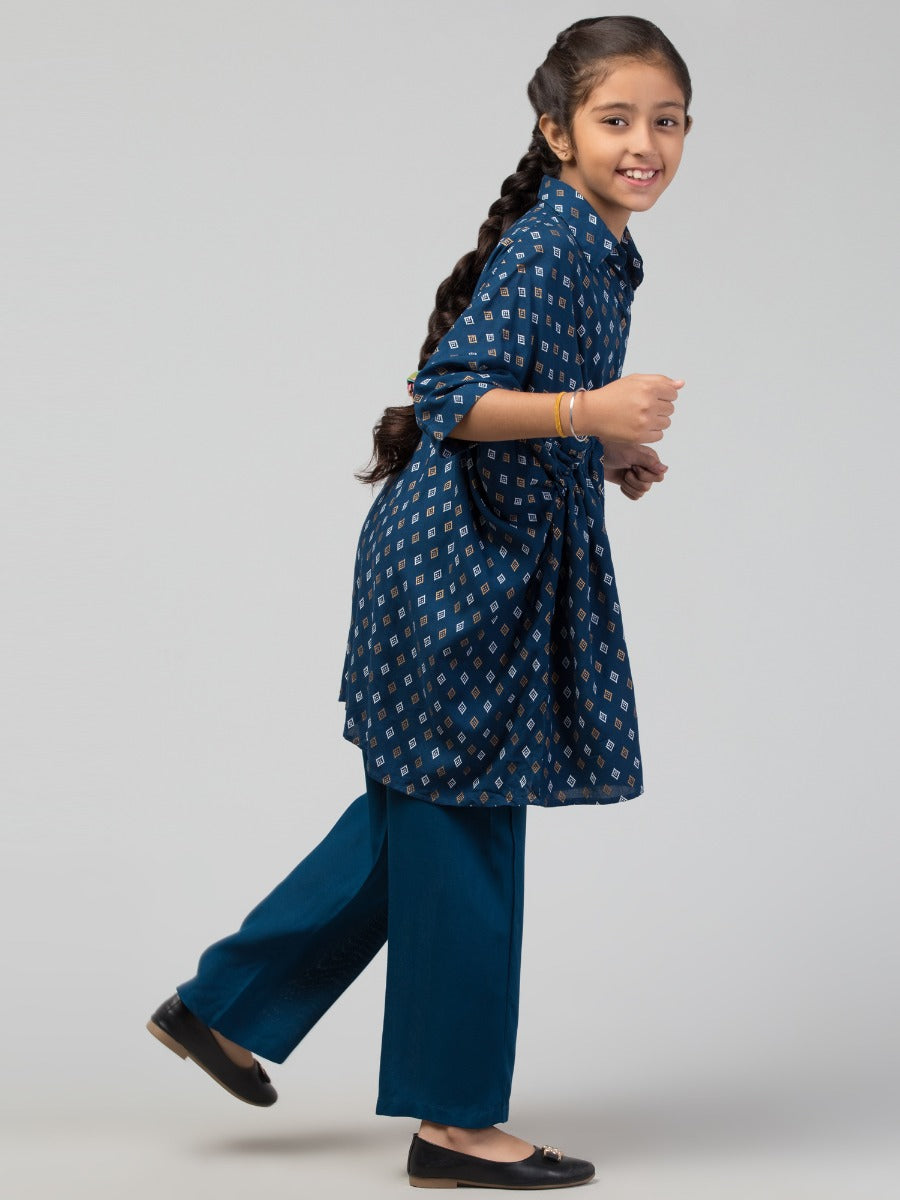 Co-Ord Set- Printed Kaftan Top With Pant