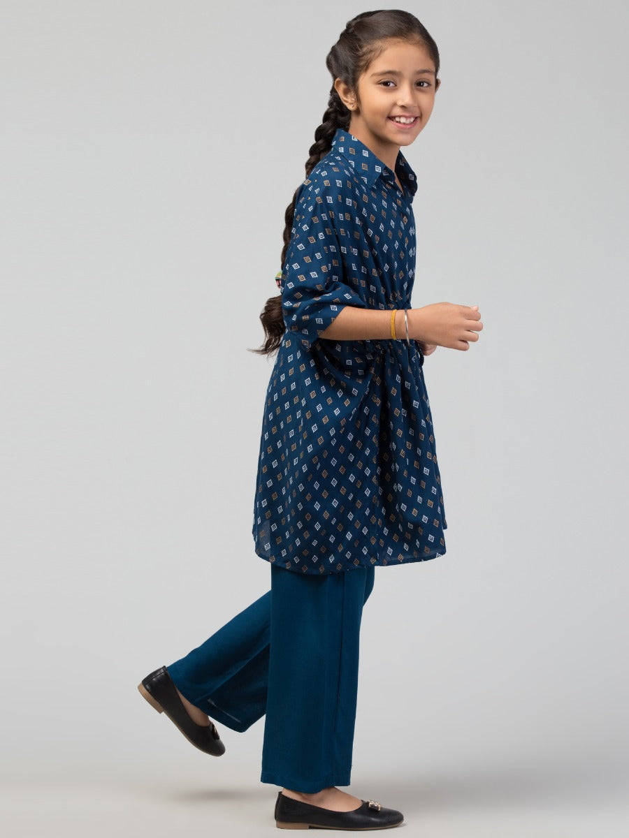 Co-Ord Set- Printed Kaftan Top With Pant