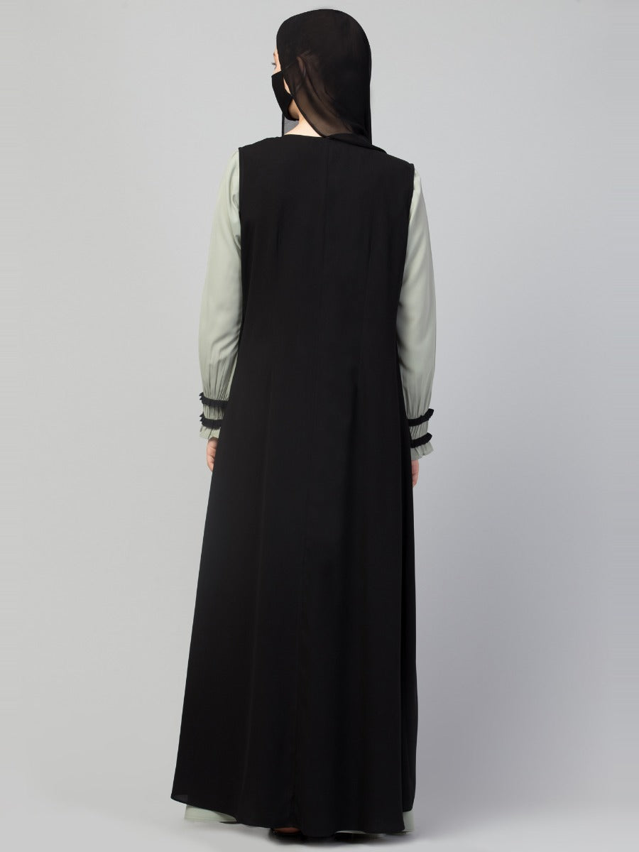 Three Pieces Set- Abaya With Shrug & Hijab