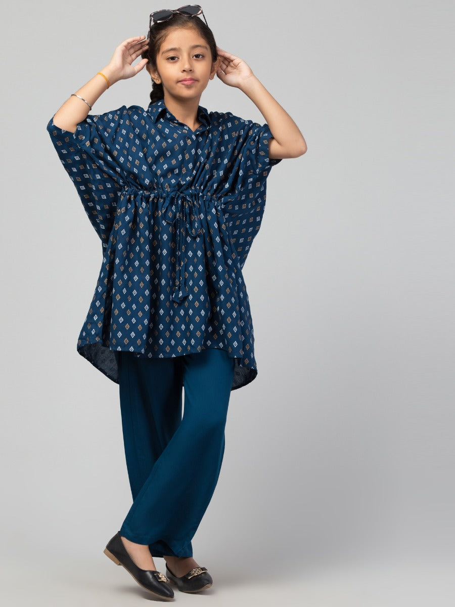 Co-Ord Set- Printed Kaftan Top With Pant