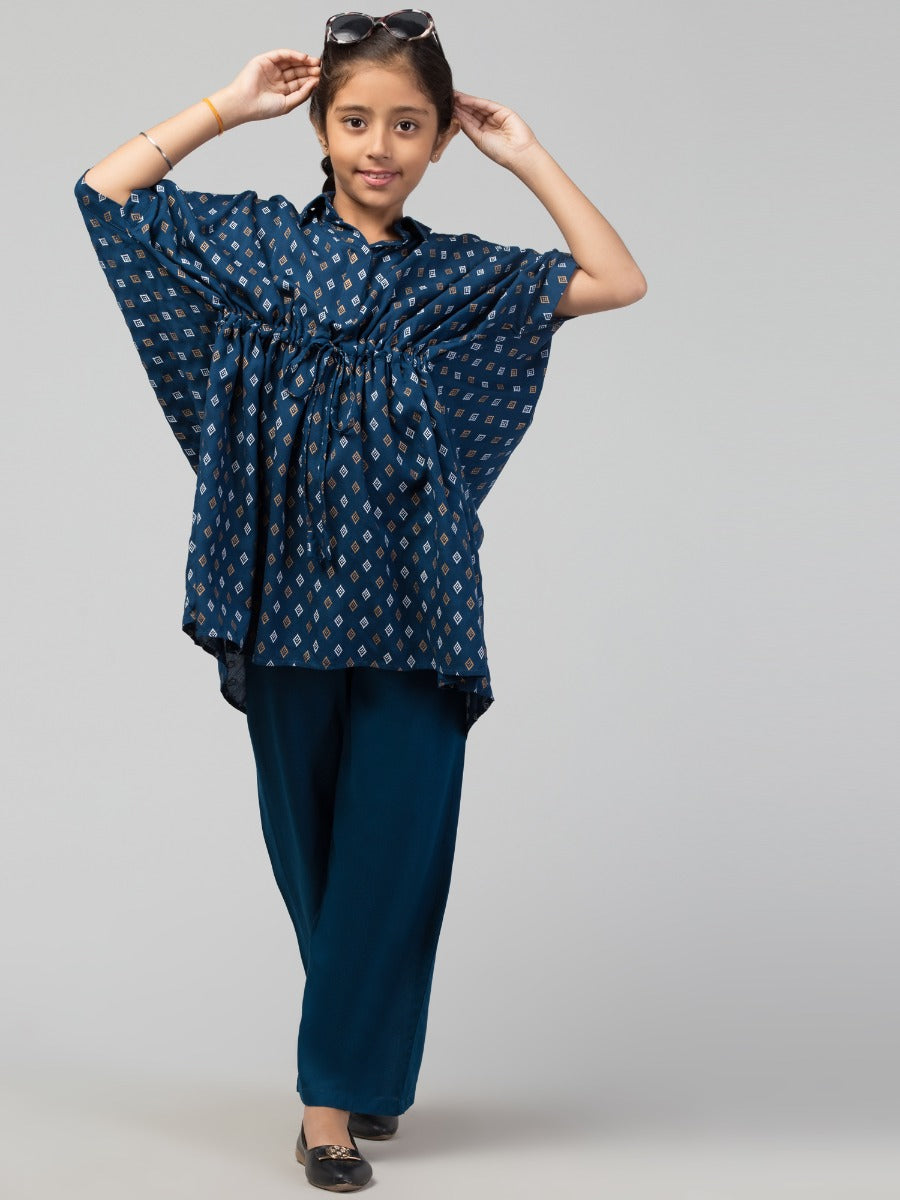 Co-Ord Set- Printed Kaftan Top With Pant