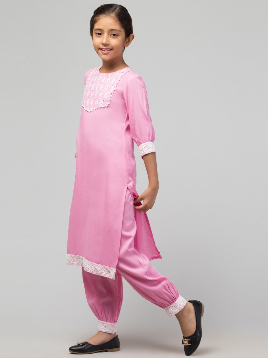 Two Pieces Set- Chikan Embroidered
