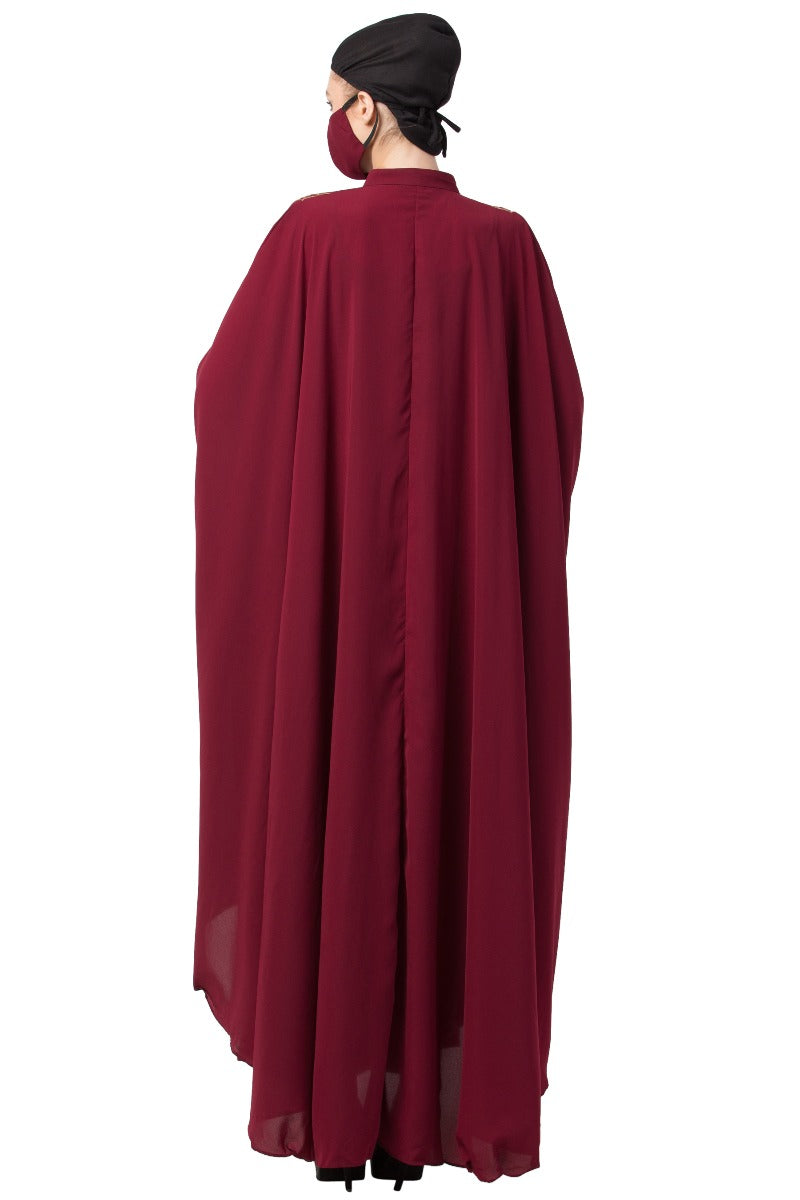 Mushkiya-Itani Kaftan With Chikan Embroidery-Not An Abaya