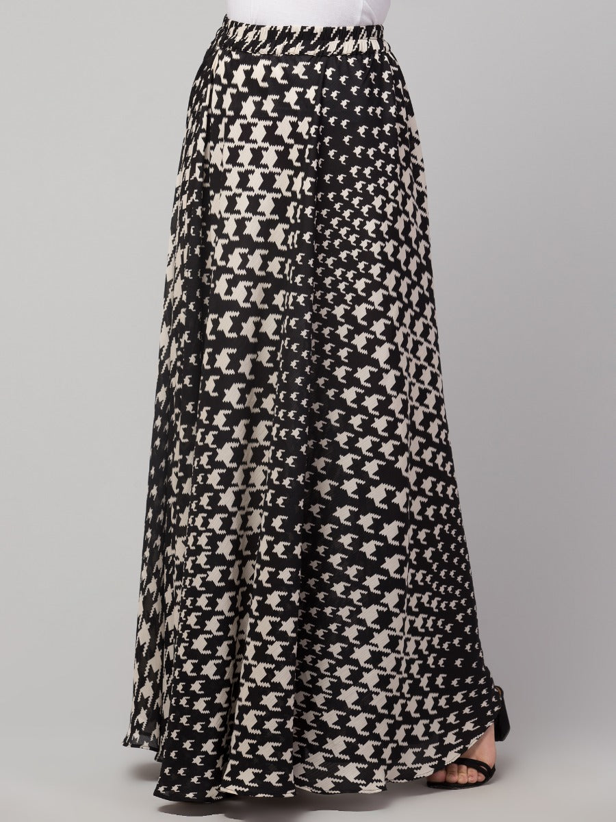 Printed Skirt In Satin Chiffon Fabric.