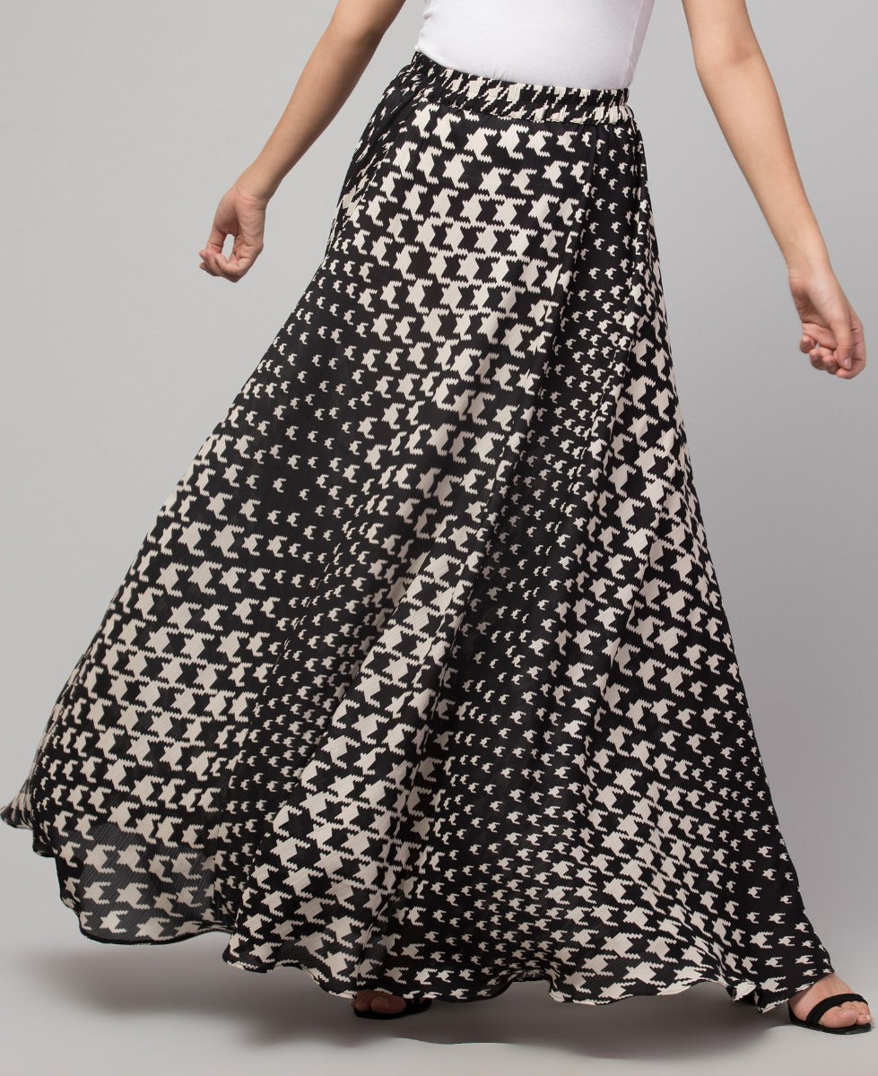 Printed Skirt In Satin Chiffon Fabric.