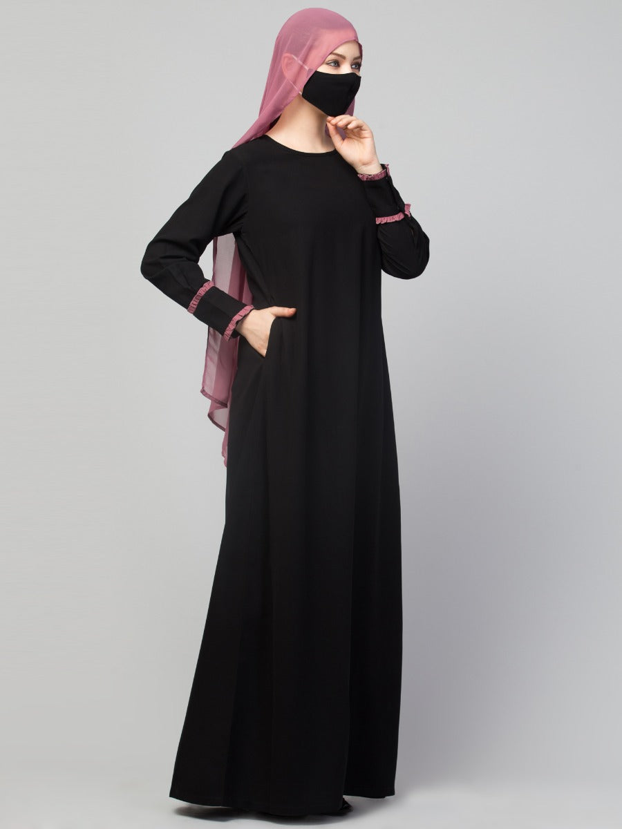 Two Pieces Set- Designer Abaya With Hijab