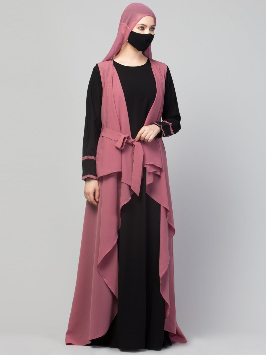 Three Pieces Set- Abaya With Shrug & Hijab