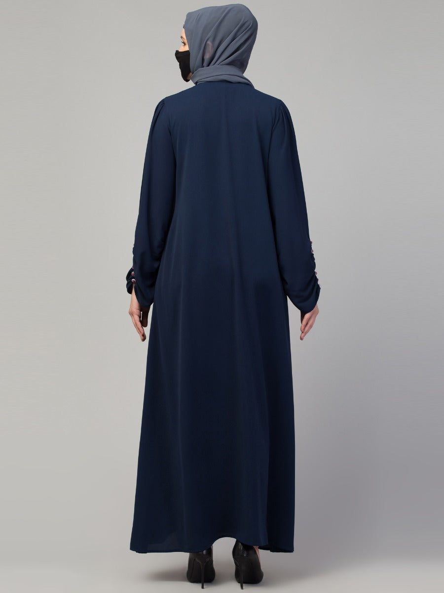 Simple Yet Stylish Abaya In Premium Stretchable Kashibo Fabric With Fabric Buttons