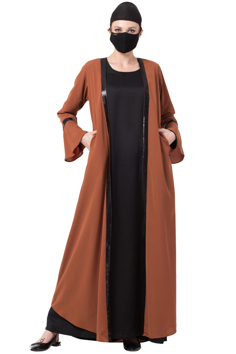 Mushkiya-Two Piece Combo Of Abaya And A Cardigan.