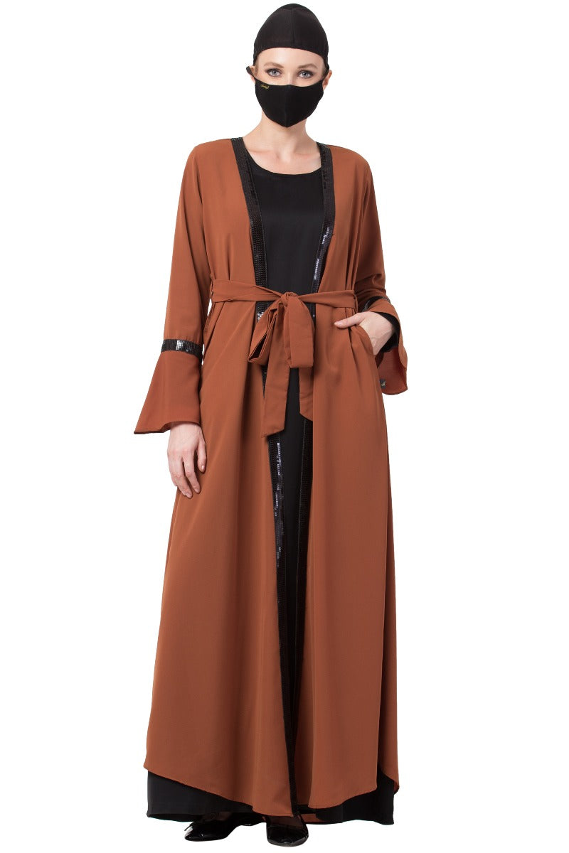 Mushkiya-Two Piece Combo Of Abaya And A Cardigan.
