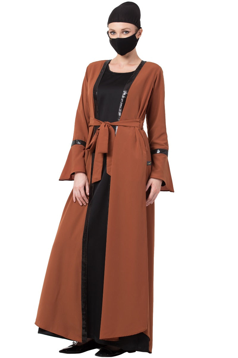 Mushkiya-Two Piece Combo Of Abaya And A Cardigan.