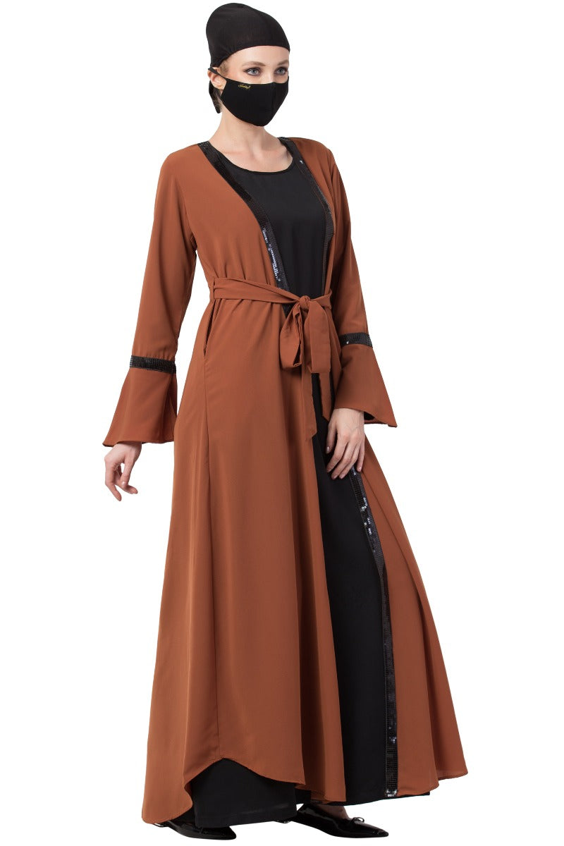 Mushkiya-Two Piece Combo Of Abaya And A Cardigan.