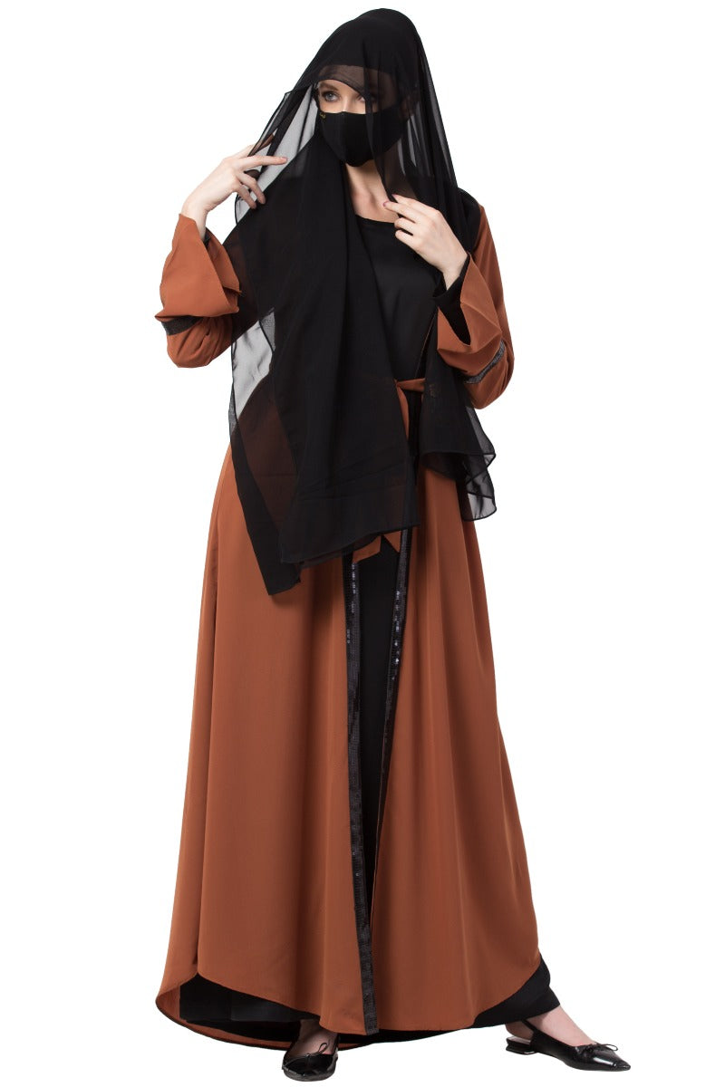 Mushkiya-Two Piece Combo Of Abaya And A Cardigan.