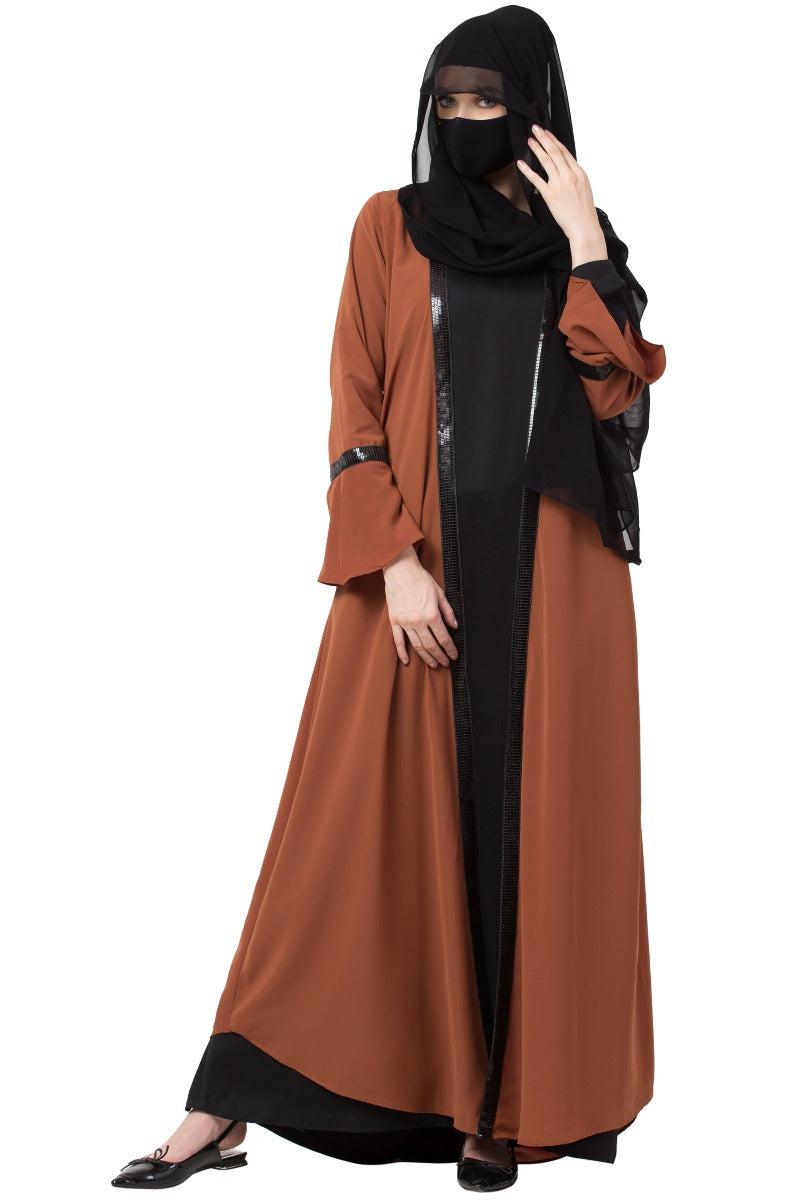 Mushkiya-Two Piece Combo Of Abaya And A Cardigan.
