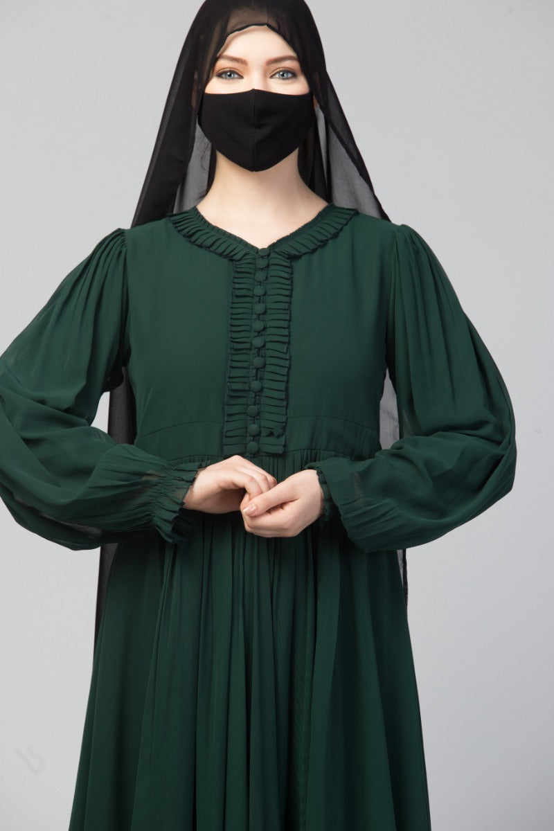 Occasion Wear Gown With Umbrella Flare and Frills