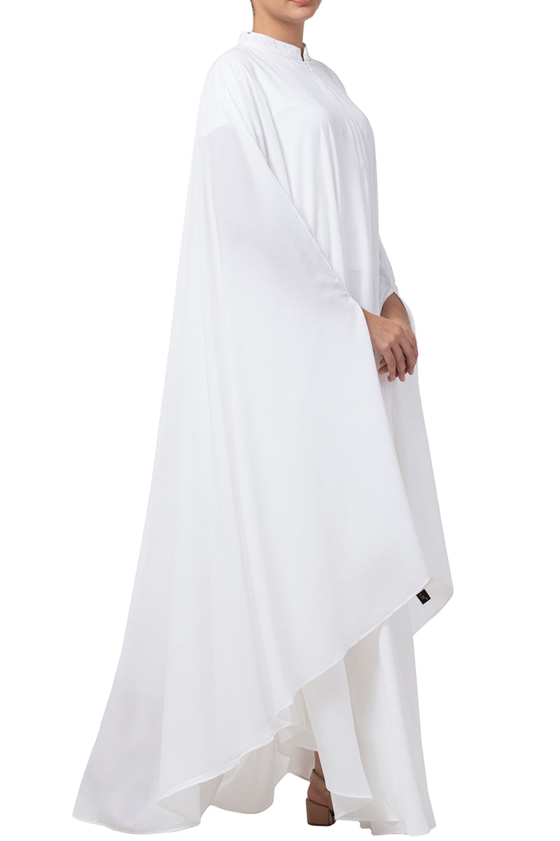 White Plain Irani kaftan In Nida Matte Fabric