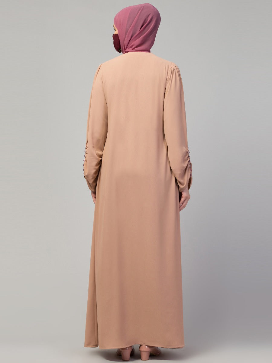 Simple Yet Stylish Abaya In Premium Stretchable Kashibo Fabric With Fabric Buttons