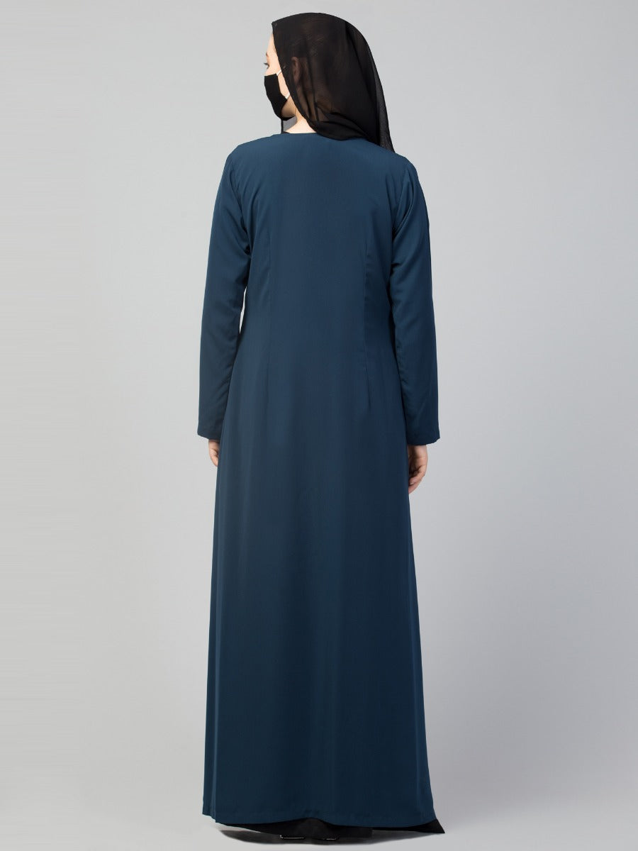 Three Pieces Set- Abaya With Coat & Hijab