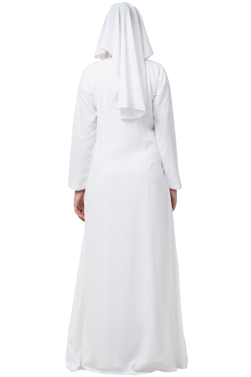 White Rayon-Cotton Abaya and Naquaab Combo