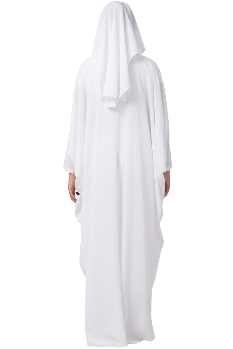 White Kaftan And Naqaab Combo-Nida Matte fabric