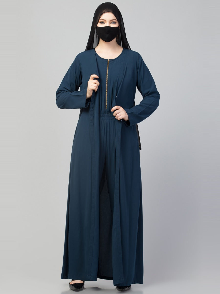 Sleeveless Jumpsuit With Coat Abaya & Stole Hijab
