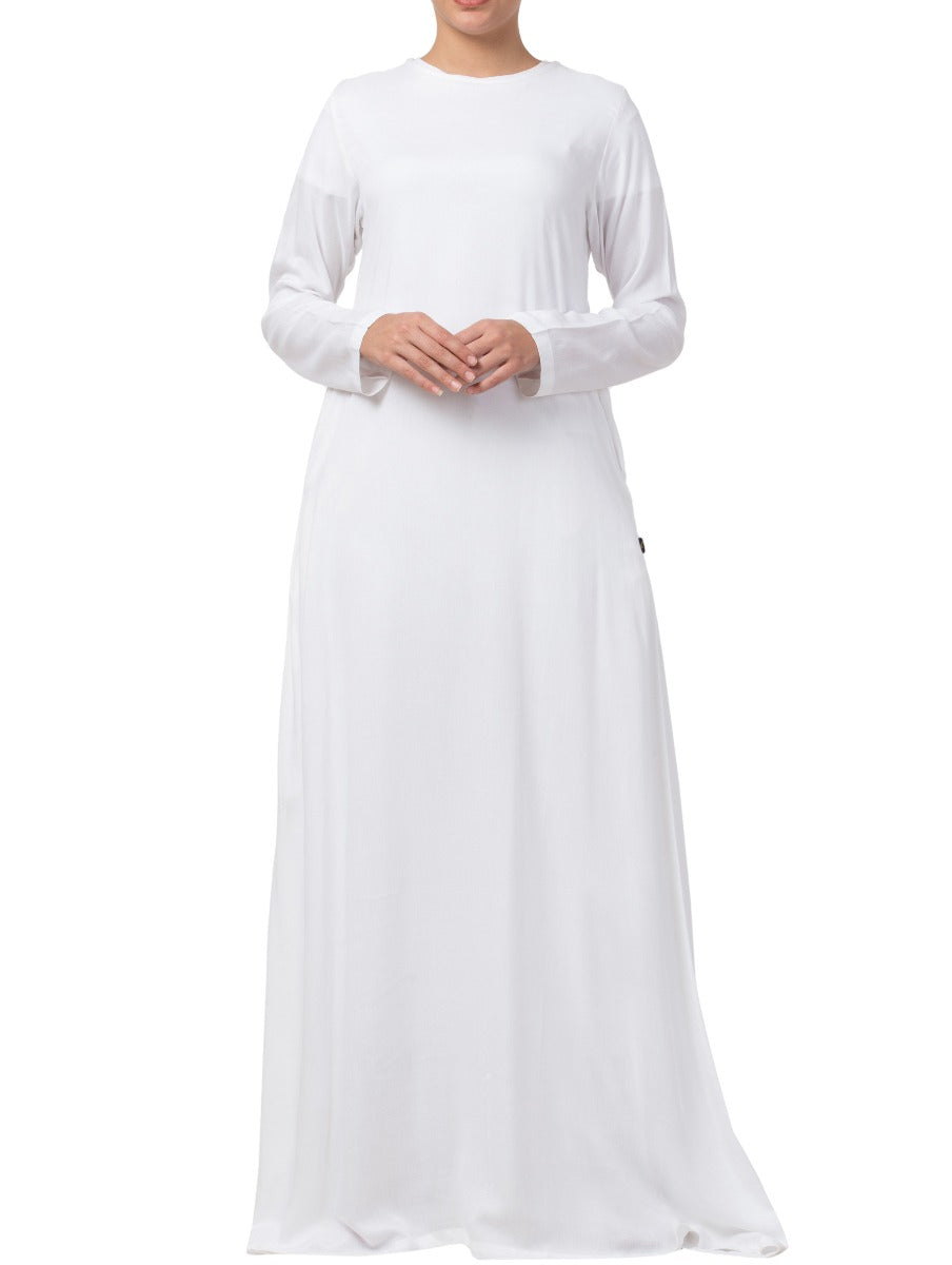 A Line Abaya Made In Rayon Cotton Fabric With Side Pockets