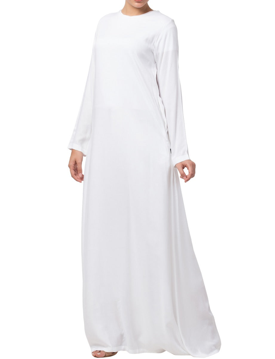 A Line Abaya Made In Rayon Cotton Fabric With Side Pockets