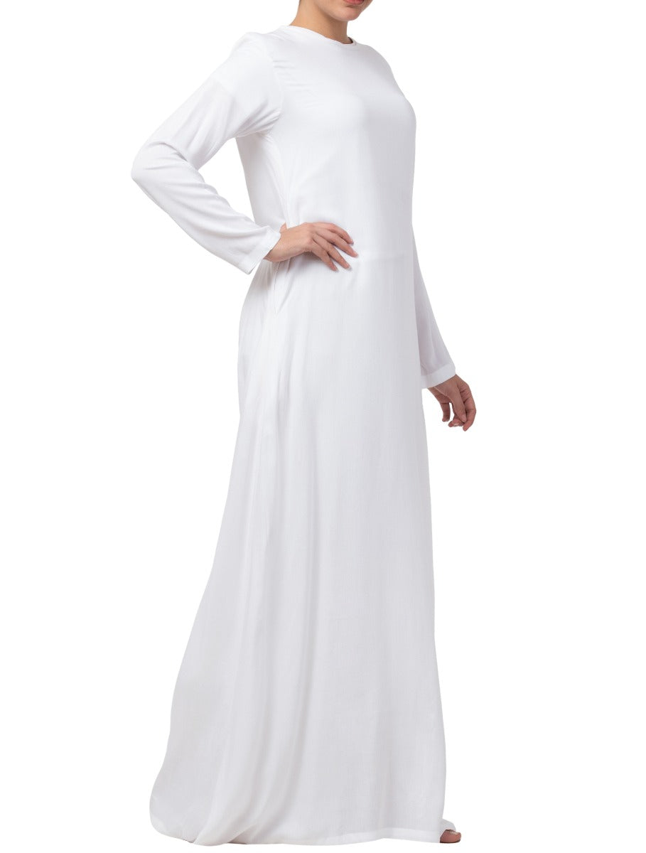 A Line Abaya Made In Rayon Cotton Fabric With Side Pockets