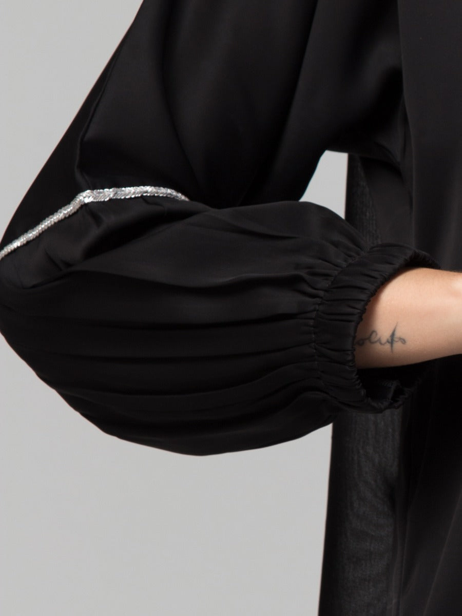 Stonework Occasion Wear Abaya: Attached Shrug, Pleated Hem, and Premium Nida Fabric