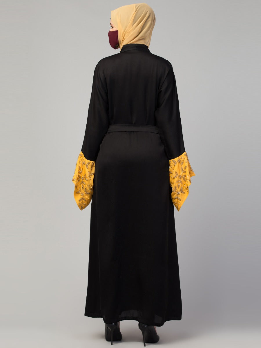 Evening Abaya Like Dress With Embellished Designer Sleeves