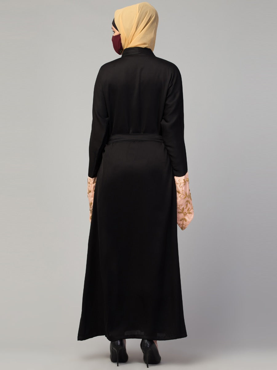 Evening Abaya Like Dress With Embellished Designer Sleeves