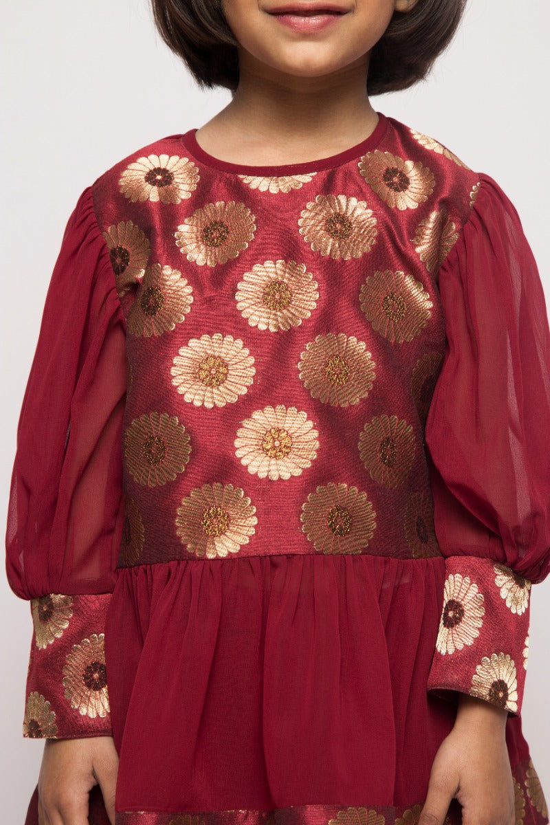 Designer Frock With Bottom and Dupatta- 3 Pcs Set