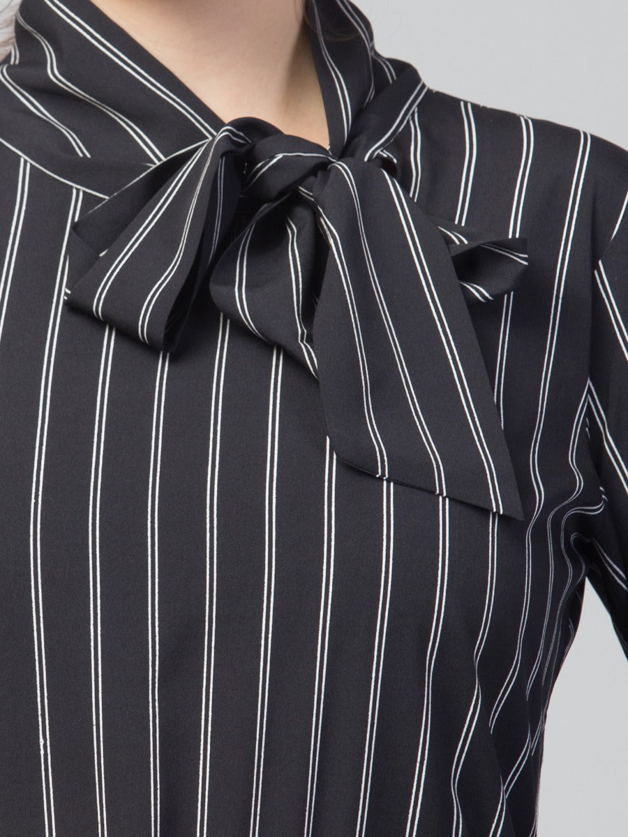 Striped Tunic With Tie-Up Ribbons