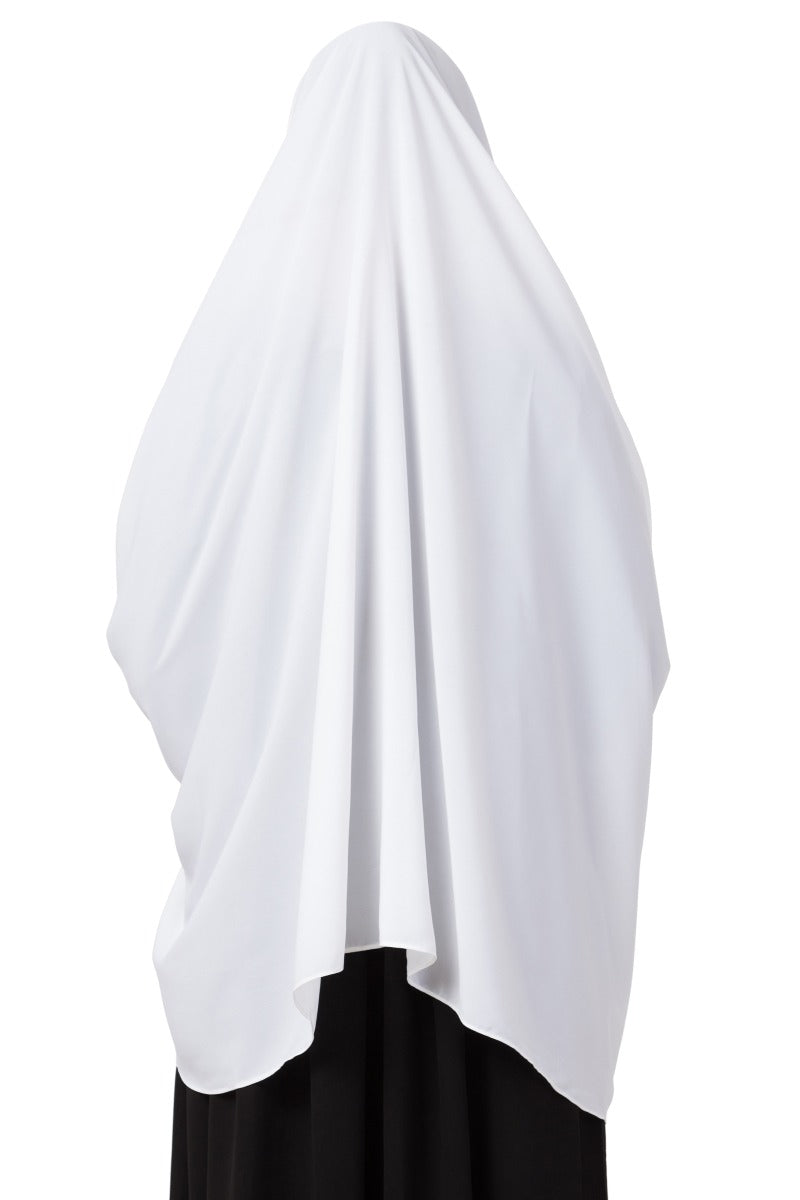 White Khimar-Prayer Hijab With Sleeves